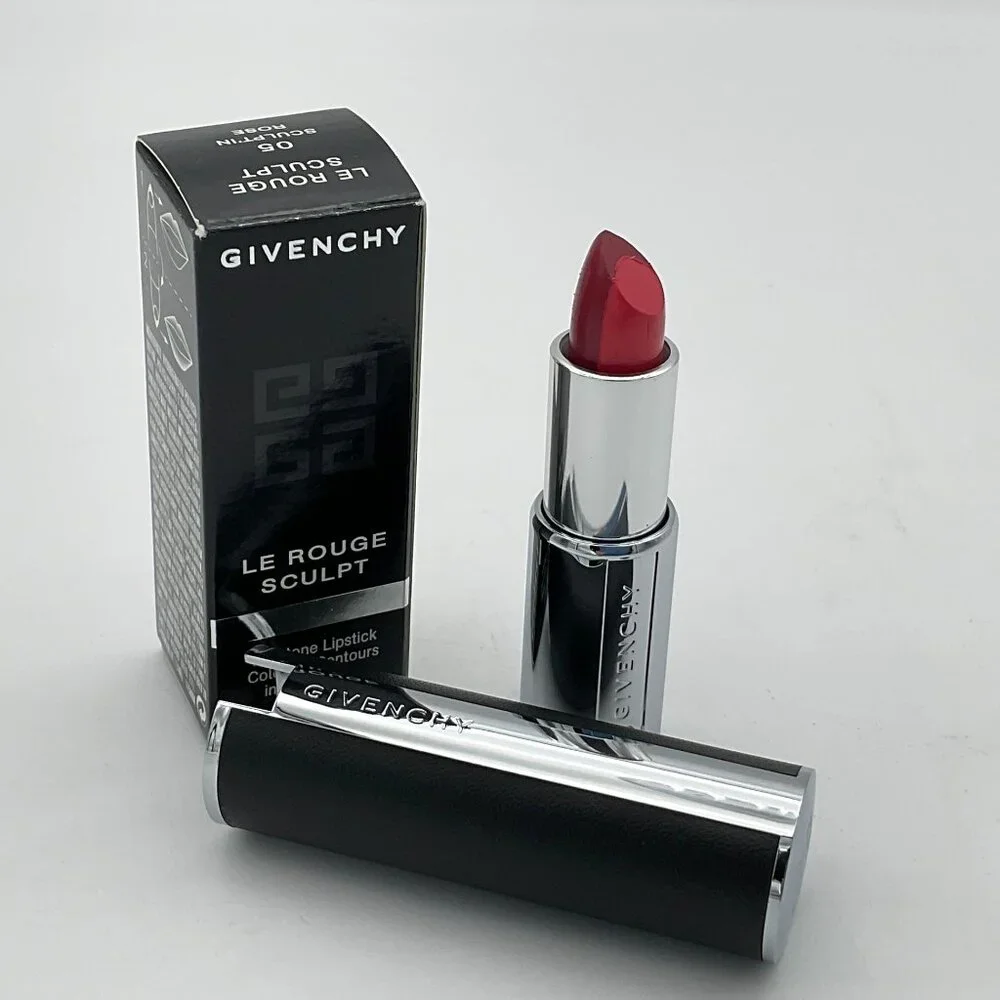 Givenchy Le Rouge Sculpt Two-Tone Lipstick #05 Sculpt'in Rose NIP Leather Case